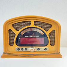 RCA Victory Vintage-looking AM/FM Clock Radio Battery Backup 9” Wide 6” Tall picture