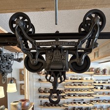 F. E. Myers & Bro. Vintage Barn Hay Trolley Drop Pulley release hangers & track picture