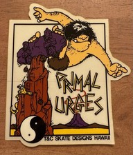 vtg 1980s Town & Country Skate Designs skateboard sticker Primal Urges picture