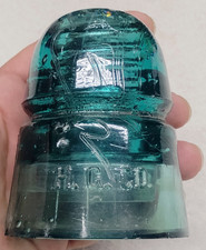 VTG Agua Blue Glass Insulator Electric Power Telephone Pole Top HG Co US Antique picture