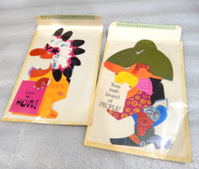 TWO 1950s Unused Gibson Nut Nick 3D Stand Up Greeting Cards Cowboy & Indian picture