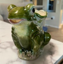 Vintage Ceramic Frog Pitcher Vase or Planter 9
