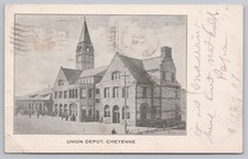 Posted 1907 Cheyenne Wyoming Union Depot Station View Pocatello ID Cancel UDB A8 picture