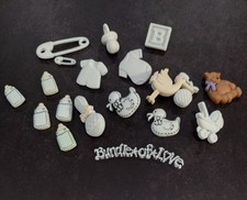 Vintage Miniature Baby Theme Flatbacks and Fhank buttons Lots for Crafts picture