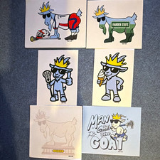 GOAT USA (6) Sticker Lot: NJ, LAX uniform, Chuck, Ice Cream, Good to be a GOAT, picture