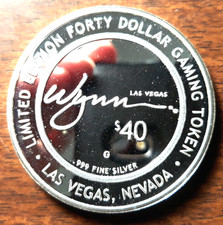 Wynn Las Vegas Limited Edition Silver Strike $40 Gaming Token 1 .62 oz/47grams picture