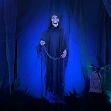 Life-Size Scary Grim Reaper w/Chain Halloween Animatronic with Lights and Sounds picture
