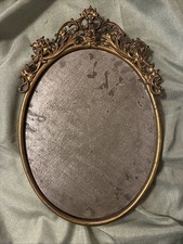 Antique Rococo Revival Oval Gilt Metal Picture Frame Ornate Crest c1900 picture