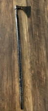 Axe Cane Walking Stick Carved Wood And Metal picture