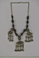 Antique Yemeni Jewish Wedding Tribal Black Stone Necklace 20th Century picture