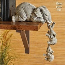 3pcs Cute Elephant Figurines Resin Hug Baby Mini Decor Gift Set - NEW picture
