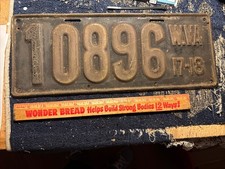 1917 - 1918 West Virginia License Plate 10896 picture