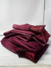 VTG Avanti Look Burgundy Maroon Damask Border Print Bathroom Towel Set USA picture