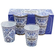 Portuguese Azulejo Shot Glass Set – Blue Tile Design, Set of 2 picture