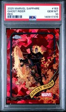 POP1 GHOST RIDER PSA 10 2025 TOPPS CHROME MARVEL SAPPHIRE #183 RED REFRACTOR 1/5 picture