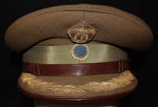 Cold War Era Greek Army Senior Officers Service Visor Hat Bullion Oak Leaves picture