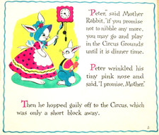 1972 PETER RABBIT CIRCUS DOLLIE TINGLE ORIGINAL drawing art BOOK PAINTING clock picture