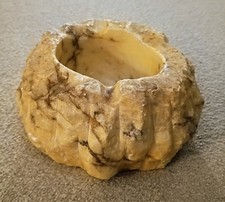 Mid Century Italian Volterra Alabaster Ashtray Brutalist Hand Carved Stone 1960s picture