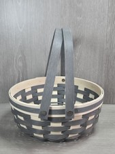 Longaberger Social Gathering BASKET Grey and White Double Handle picture