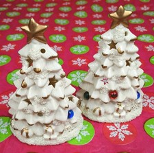 Vintage Christmas Tree Tealight Candle Holders Set of 2 Designspirations 2001 picture