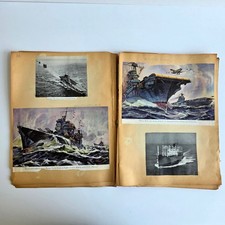 1945 WWII School Scrapbook Newspaper Clippings Maps Ships Aircraft 46 Pages picture