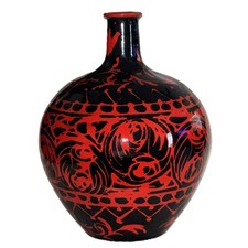 MCM Alvino Bagni Neo-Baroque Black Red Italian Vase Raymor Label 1960 Vtg Italy picture