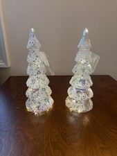 Set of Two Decorative Light-Up Acrylic Christmas Trees picture