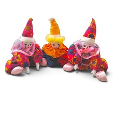 Lot Of 3 Vintage Porcelain Face Clown Dolls 10