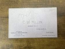 1892 C.W. Miller Omaha Nebraska NALC Delegate Card Annual Convention Ephemera picture