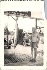 Angler & Sailfish Palm Beach Shores c. 1940s Snapshot Silver Gelatin Print picture