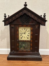 Large Antique Carved Black Forest Architectural Shelf Clock - Must See Runs picture