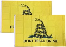 2 PACK 3x5 Ft Gadsden DONT TREAD ON ME Culpepper Rattlesnake Tea Party Flag 100D picture
