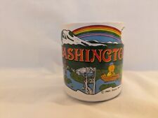 1984 Vintage Washington State Mug: Space Needle, Mt Rainer, Rainbow, King Dome picture