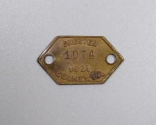 Scarce Early Vintage 1931 Chester Co, PA Dog Tax License #1074 Good Shape picture