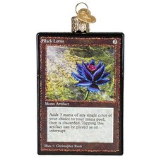 Old World Christmas MAGIC: THE GATHERING BLACK LOTUS CARD (44316) Glass Orn.w/Bx picture