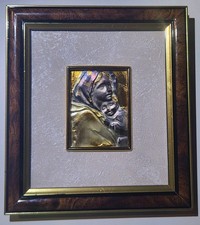Vintage Italian Sterling Silver Ferruzzi Madonna Child Relief Plaque Framed Art picture