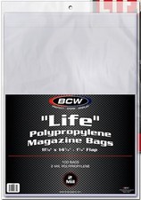 Pack /100 BCW Life Magazine Size Poly Bags - 11 1/8 x 14 1/8 - Acid Free sleeves picture