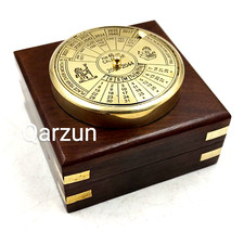 Nautical Working Product 100 Year Solid Brass Celendar With Wooden Box Handmade picture