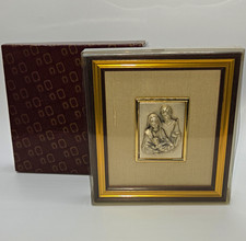New Vintage Italian 925 Sterling Silver Holy Family Framed Plaque Creazini Boxed picture