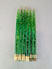Vintage Sunbell Corp. Lucite Candles Green Gold Colored Flakes 6 11 1/2” MCM LOT picture
