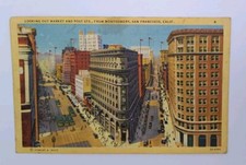 Postcard CA Looking Out Market & Post Sts Montgomery San Francisco, California picture