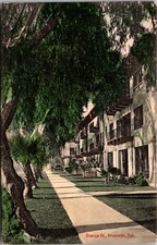 Hand Colored Postcard View Along Orange Street in Riverside, California picture