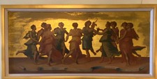 antique 19th century reproduction of dancing apollo and nine muses picture