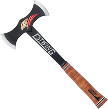 ESTWING Double Bit Axe 38 Oz Wood Spitting Forged Steel Leather Grip EDBA picture