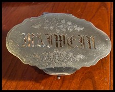 Antique Continental Silver Shell Box • MAJ MEJN Ownership Plate Very Good Cond picture
