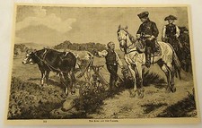1882 magazine engraving ~ KING FREDERICK TALKS TO FARMER ~ Prussia picture