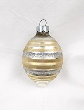 VINTAGE MADE IN USA GOLD SILVER MICA BEEHIVE MERCURY GLASS ORNAMENT 3