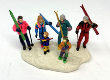 Vintage 1997 Lemax Vail Village Skiing Party Figurine #73200 Poly-Resin Boxed picture