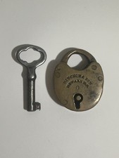 Civil War Era Antique Brass Padlock Ritchie & Son Newark NJ 1870-1895 w Key picture