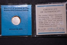 Apollo 14 Flown to Moon Silver Mini Coin 1971 Franklin Mint Complete Flip COA picture